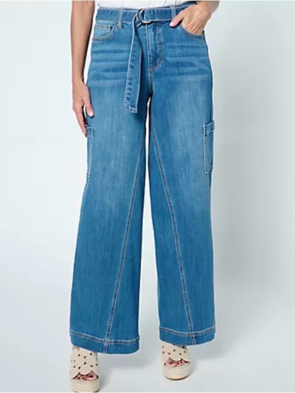 New Peace Love World Authentic Denim Wide Leg Jeans with Belt / size 14